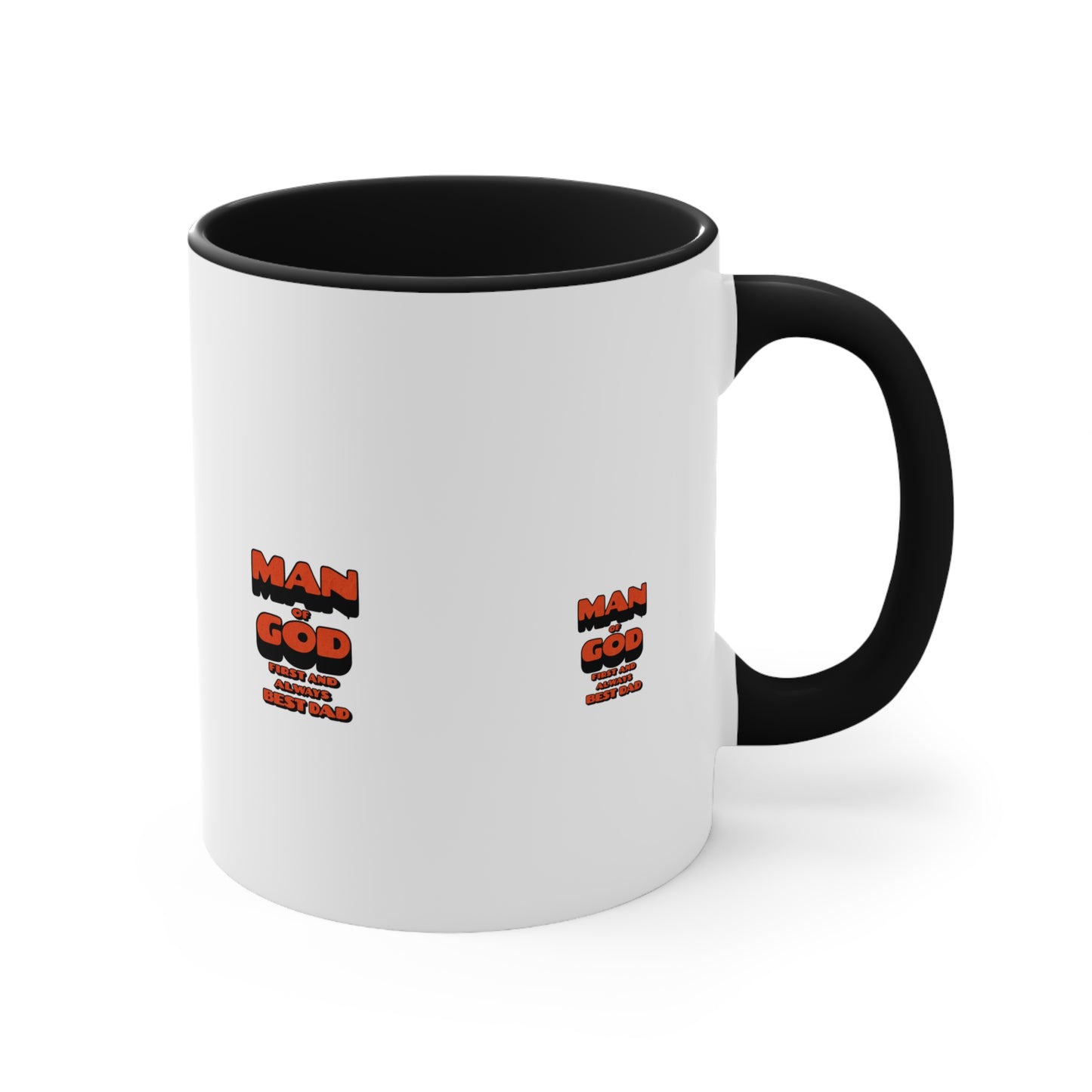 Accent Mug — 'Man of God' Small Text Pink Interior & Handle Coffee Mug