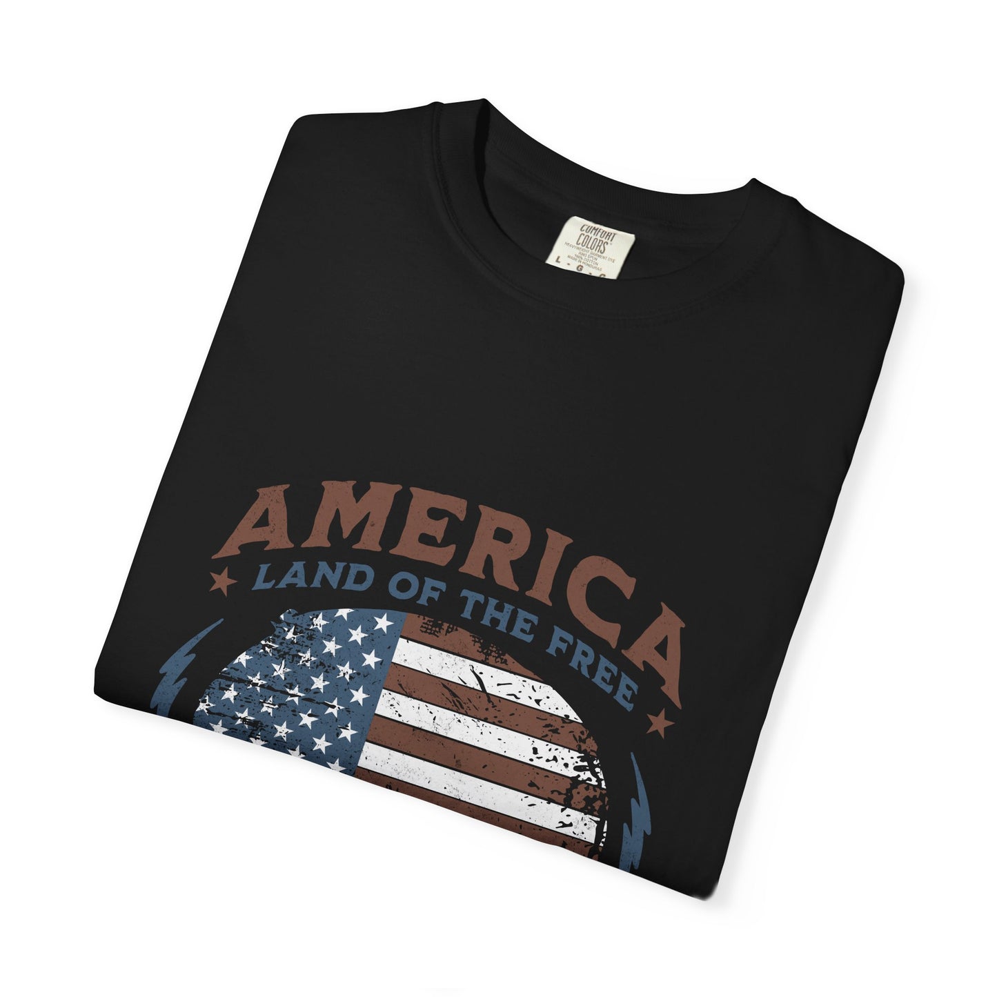 America Flag T-Shirt — "Land of the Free, Home of the Brave" Patriotic Tee