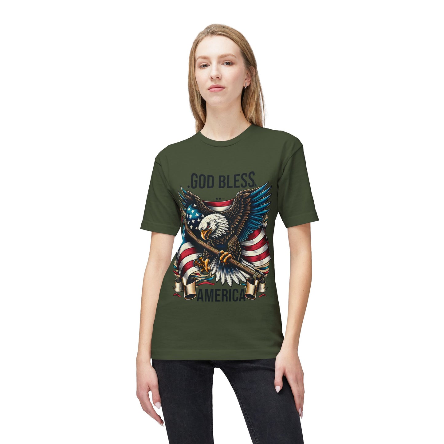 God Bless America T-Shirt — Patriotic Bald Eagle Flag Tee