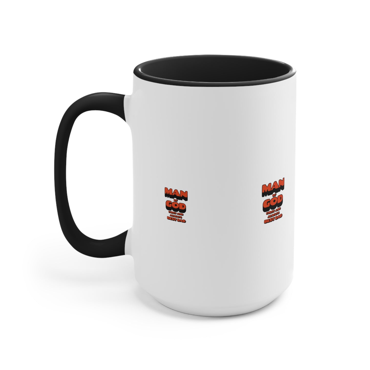 Accent Mug — 'Man of God' Small Text Pink Interior & Handle Coffee Mug