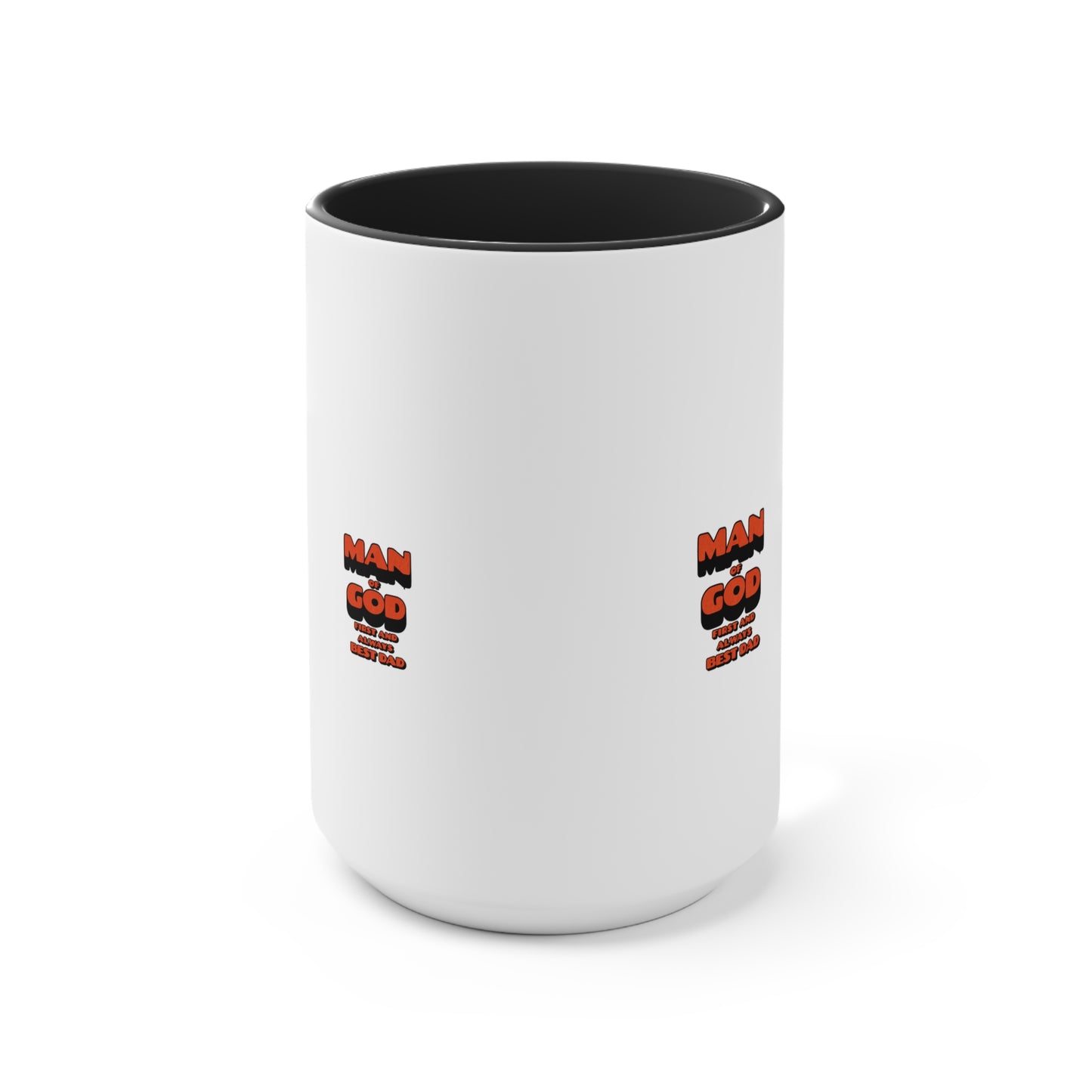 Accent Mug — 'Man of God' Small Text Pink Interior & Handle Coffee Mug