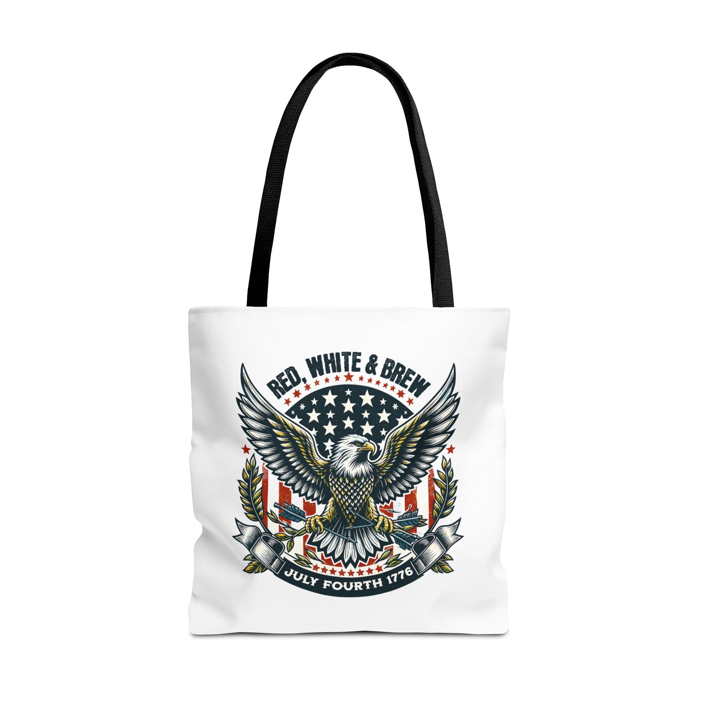 Fourth of July Eagle Tote Bag — "Red, White & Brew" Patriotic Flag Tote