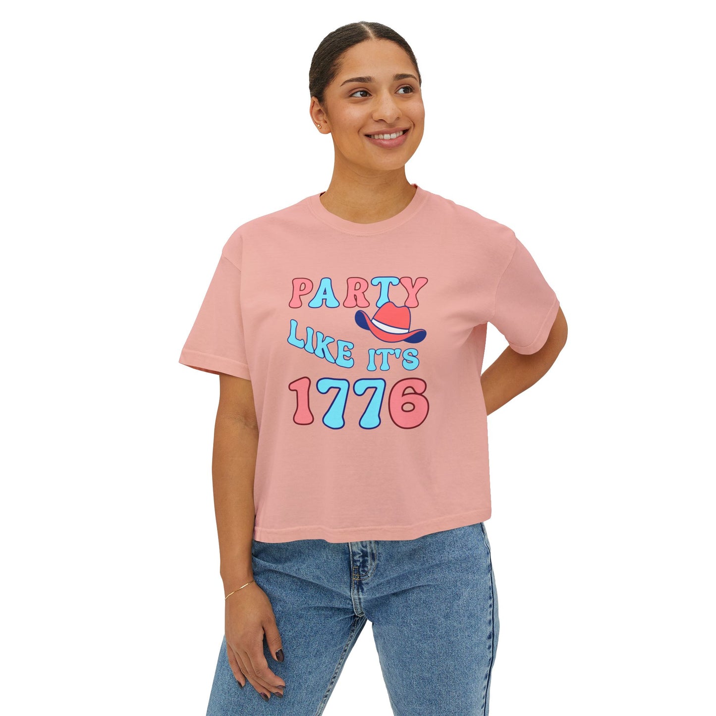 Party Like It's 1776 Women's Boxy Tee – Retro Patriotic 4th of July Shirt