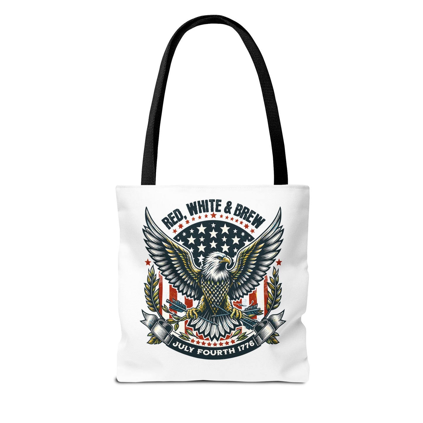 Fourth of July Eagle Tote Bag — "Red, White & Brew" Patriotic Flag Tote