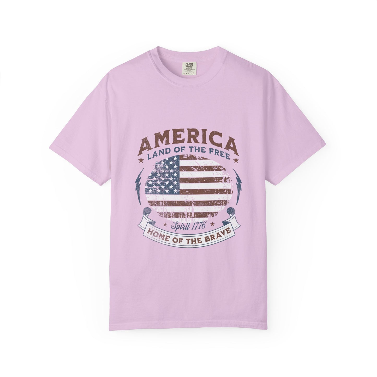 America Flag T-Shirt — "Land of the Free, Home of the Brave" Patriotic Tee