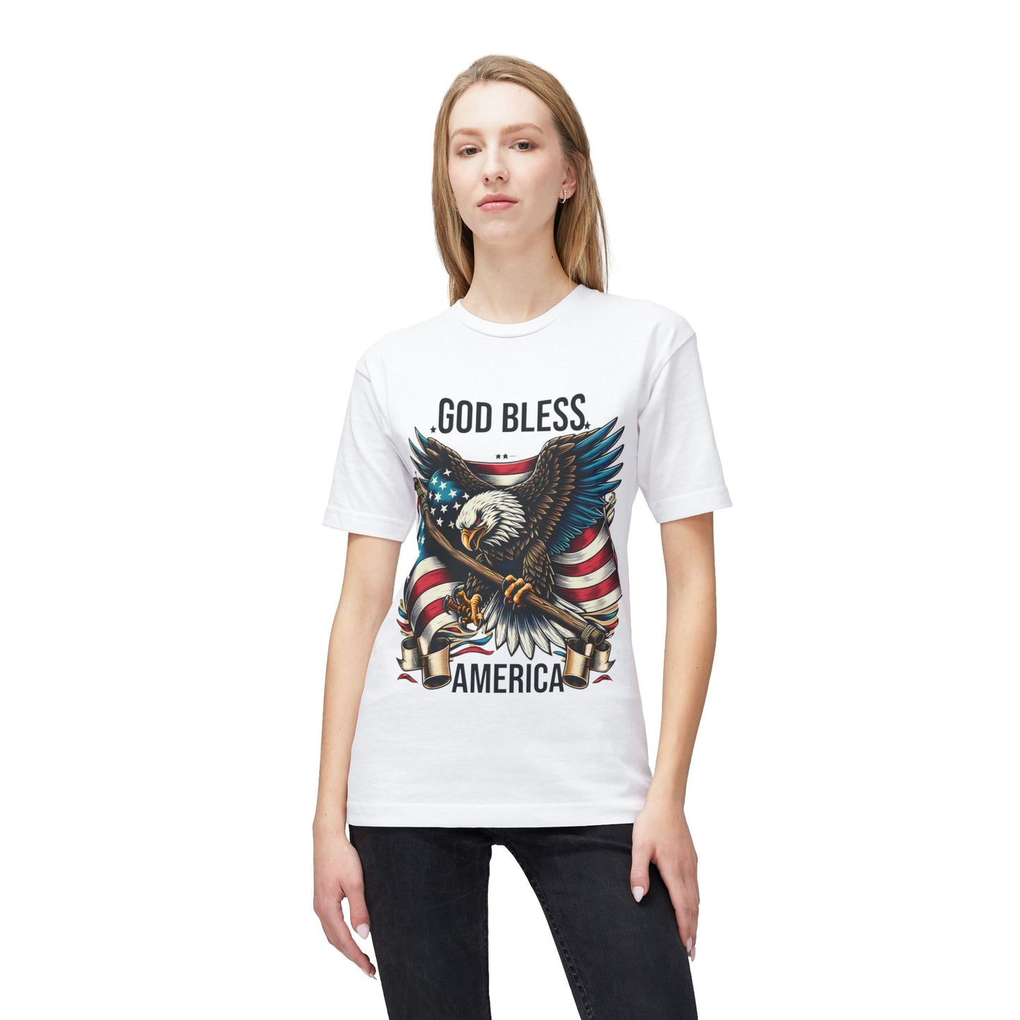 God Bless America T-Shirt — Patriotic Bald Eagle Flag Tee