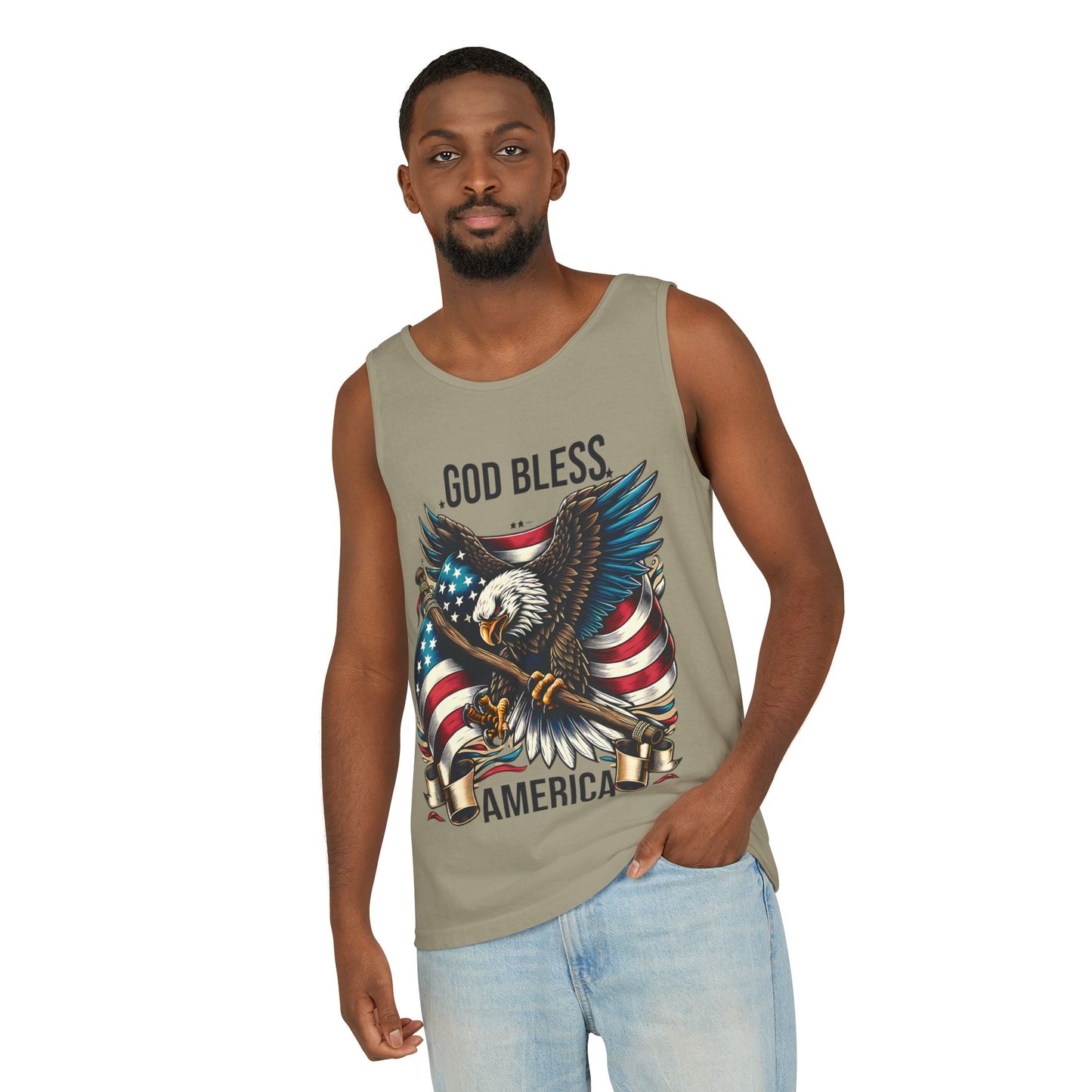 God Bless America Eagle Tank Top — Patriotic American Flag Graphic Tank