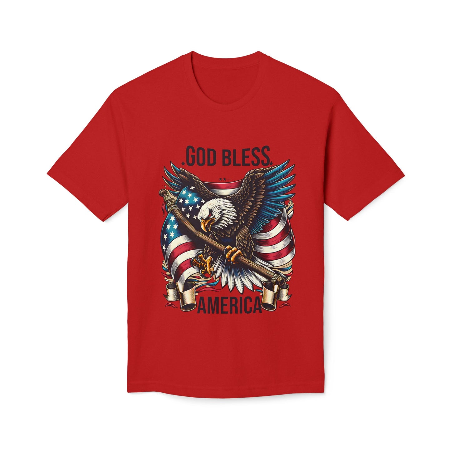 God Bless America T-Shirt — Patriotic Bald Eagle Flag Tee