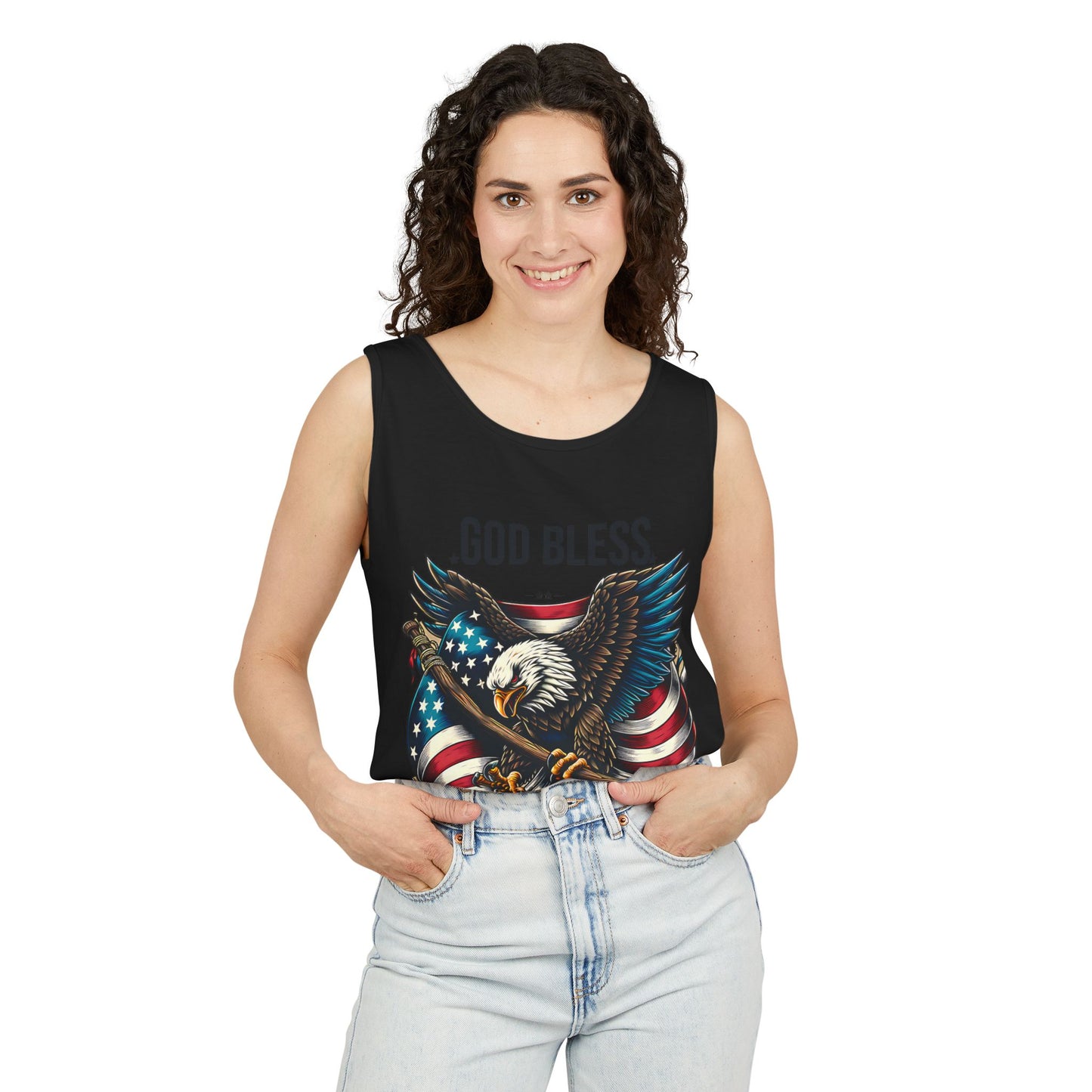 God Bless America Eagle Tank Top — Patriotic American Flag Graphic Tank