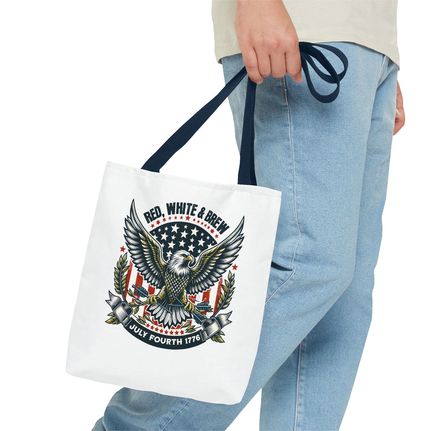 Fourth of July Eagle Tote Bag — "Red, White & Brew" Patriotic Flag Tote