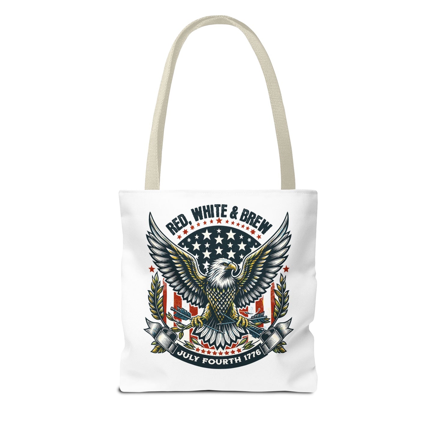 Fourth of July Eagle Tote Bag — "Red, White & Brew" Patriotic Flag Tote