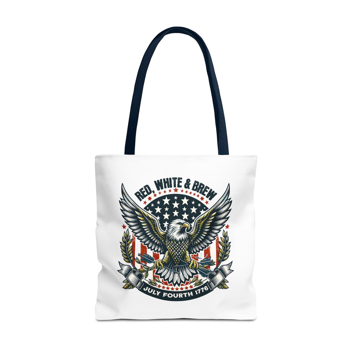 Fourth of July Eagle Tote Bag — "Red, White & Brew" Patriotic Flag Tote
