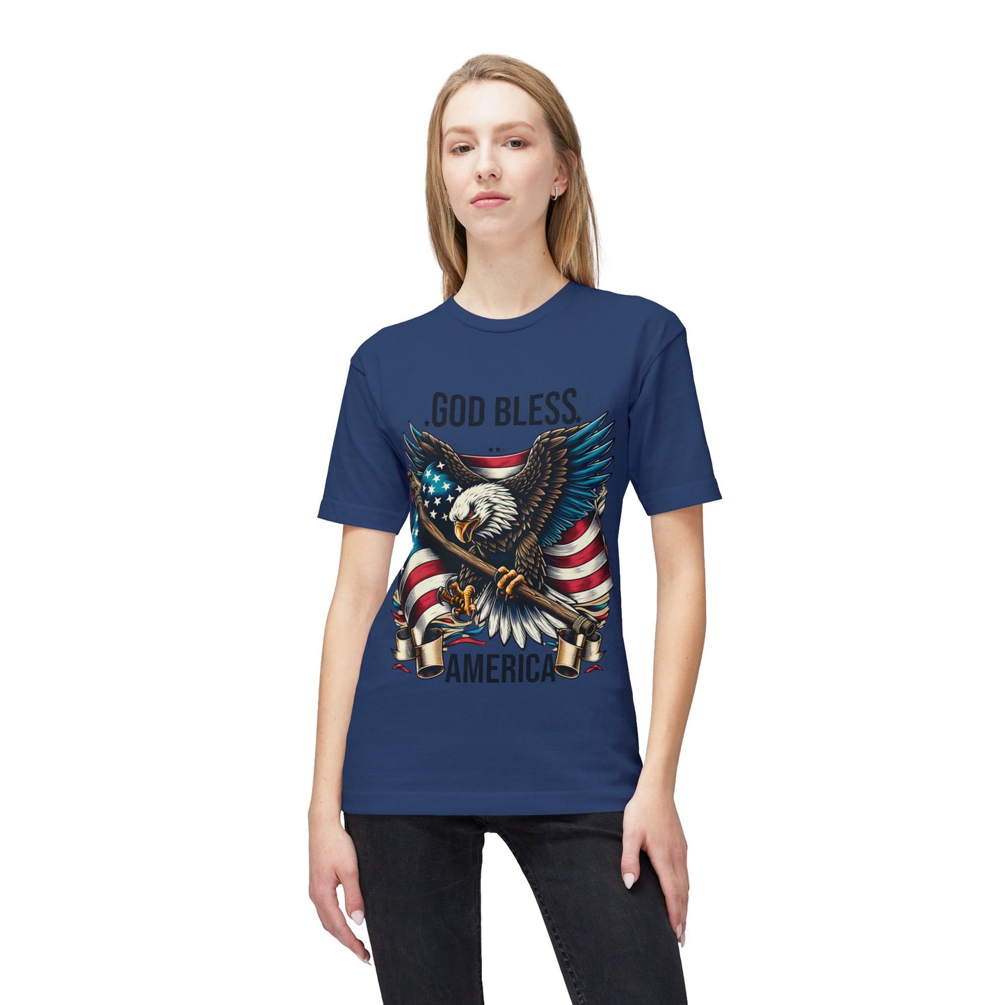 God Bless America T-Shirt — Patriotic Bald Eagle Flag Tee