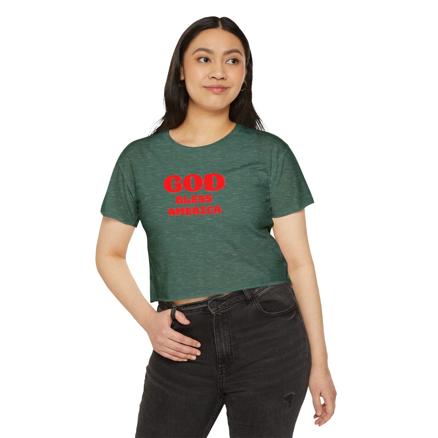 God Bless America Crop Top — Patriotic Women's Festival Tee