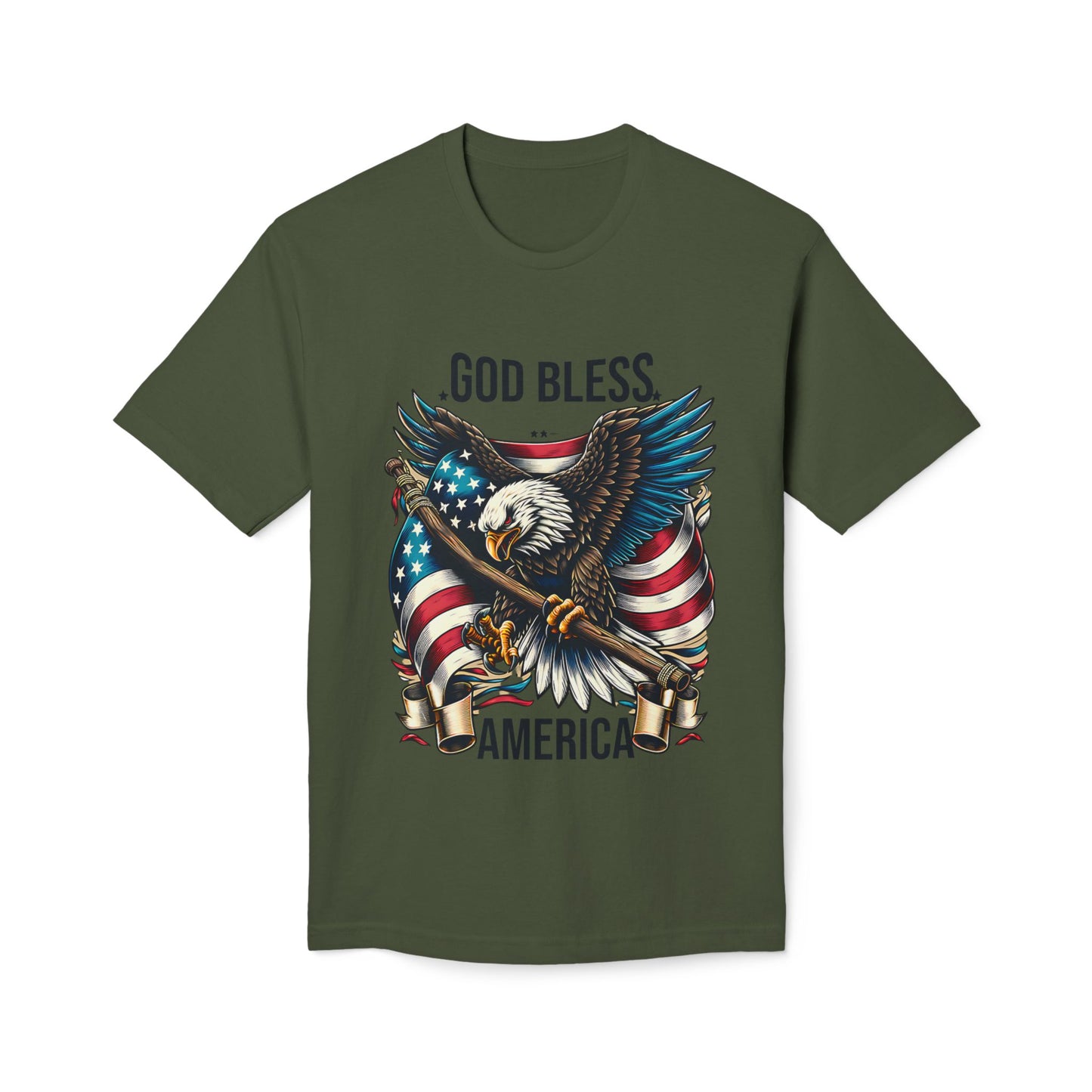 God Bless America T-Shirt — Patriotic Bald Eagle Flag Tee