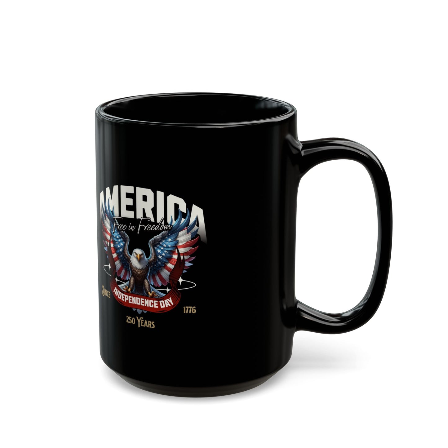 America Eagle Coffee Mug - Patriotic Independence Day 4th of July Black Ceramic Mug