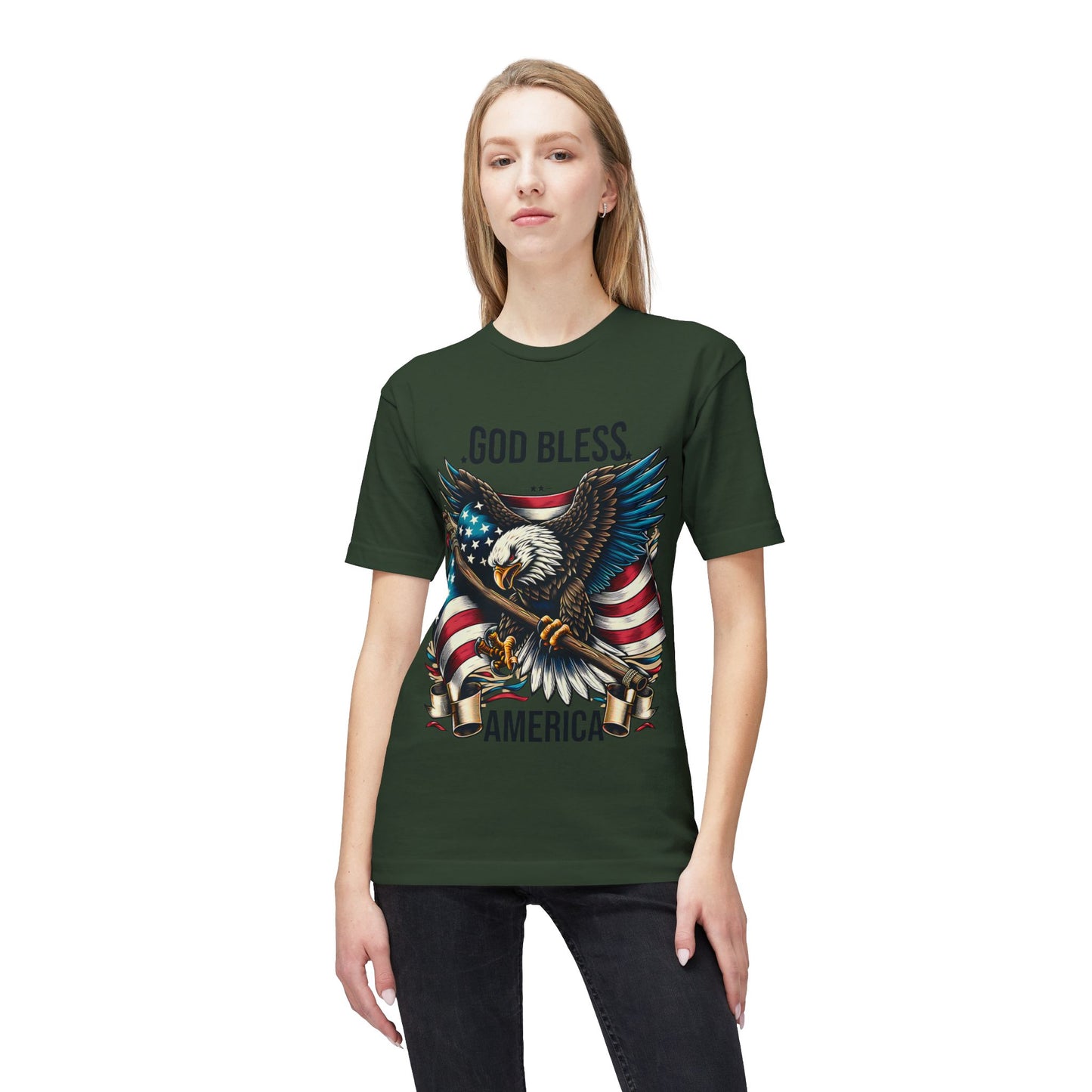 God Bless America T-Shirt — Patriotic Bald Eagle Flag Tee