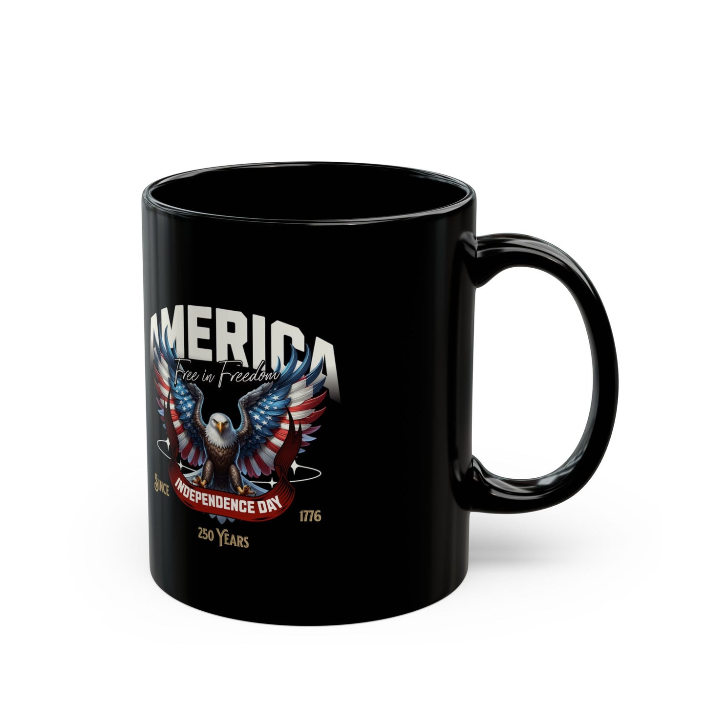 America Eagle Coffee Mug - Patriotic Independence Day 4th of July Black Ceramic Mug