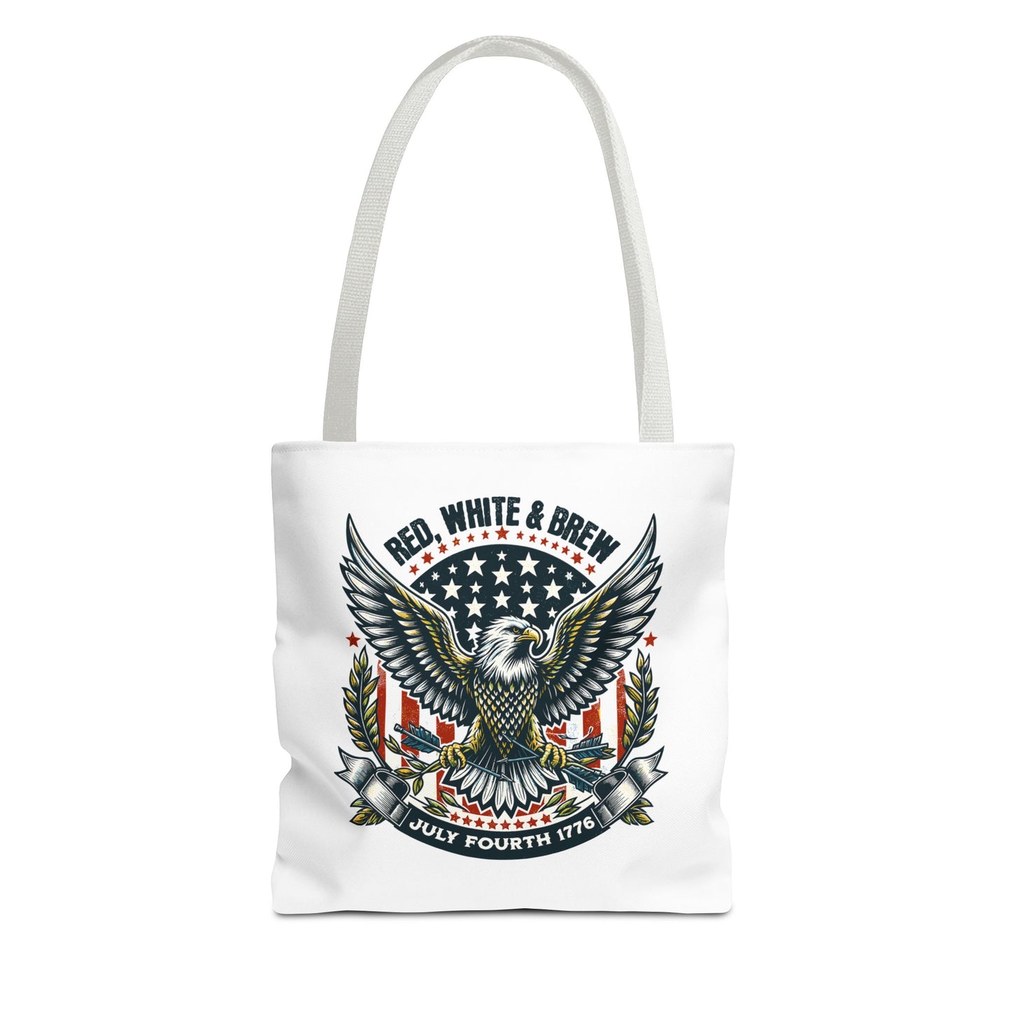 Fourth of July Eagle Tote Bag — "Red, White & Brew" Patriotic Flag Tote
