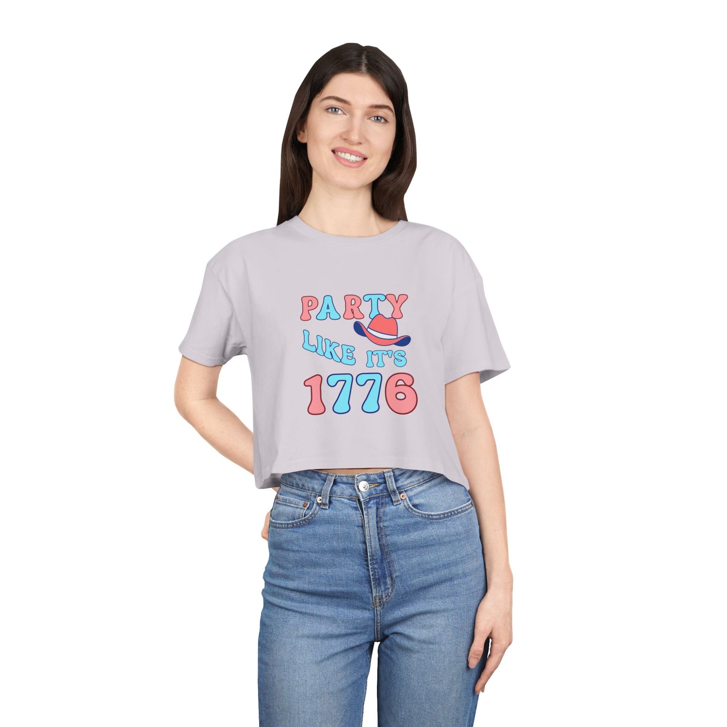 Party Like It's 1776 Crop Tee — Patriotic 4th of July Women's Shirt