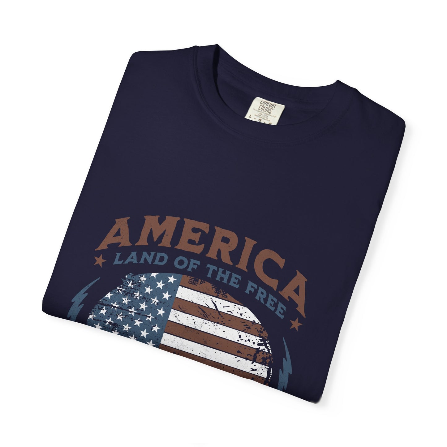 America Flag T-Shirt — "Land of the Free, Home of the Brave" Patriotic Tee