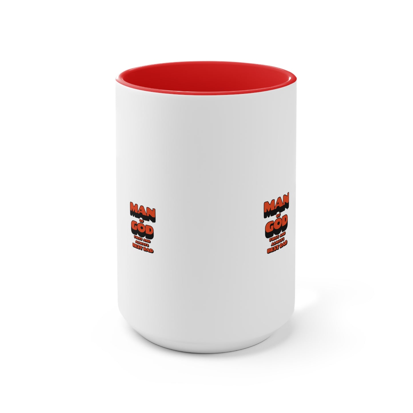 Accent Mug — 'Man of God' Small Text Pink Interior & Handle Coffee Mug