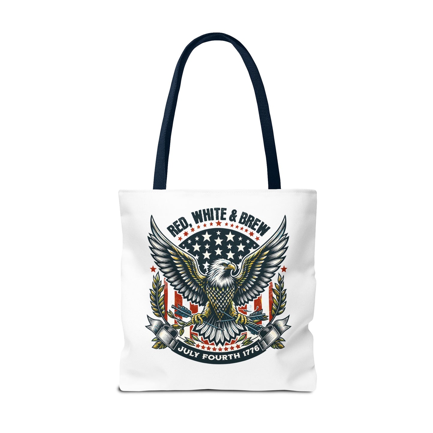 Fourth of July Eagle Tote Bag — "Red, White & Brew" Patriotic Flag Tote