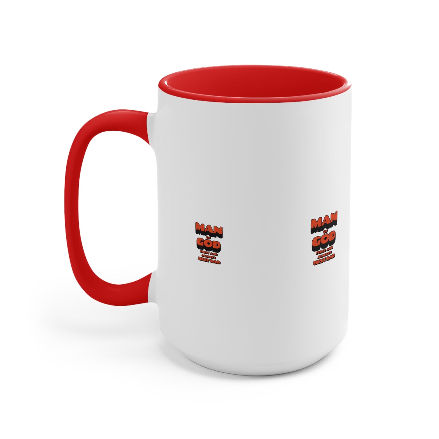 Accent Mug — 'Man of God' Small Text Pink Interior & Handle Coffee Mug