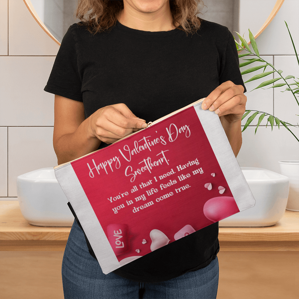 Medium size cosmetic valentine zipper bag