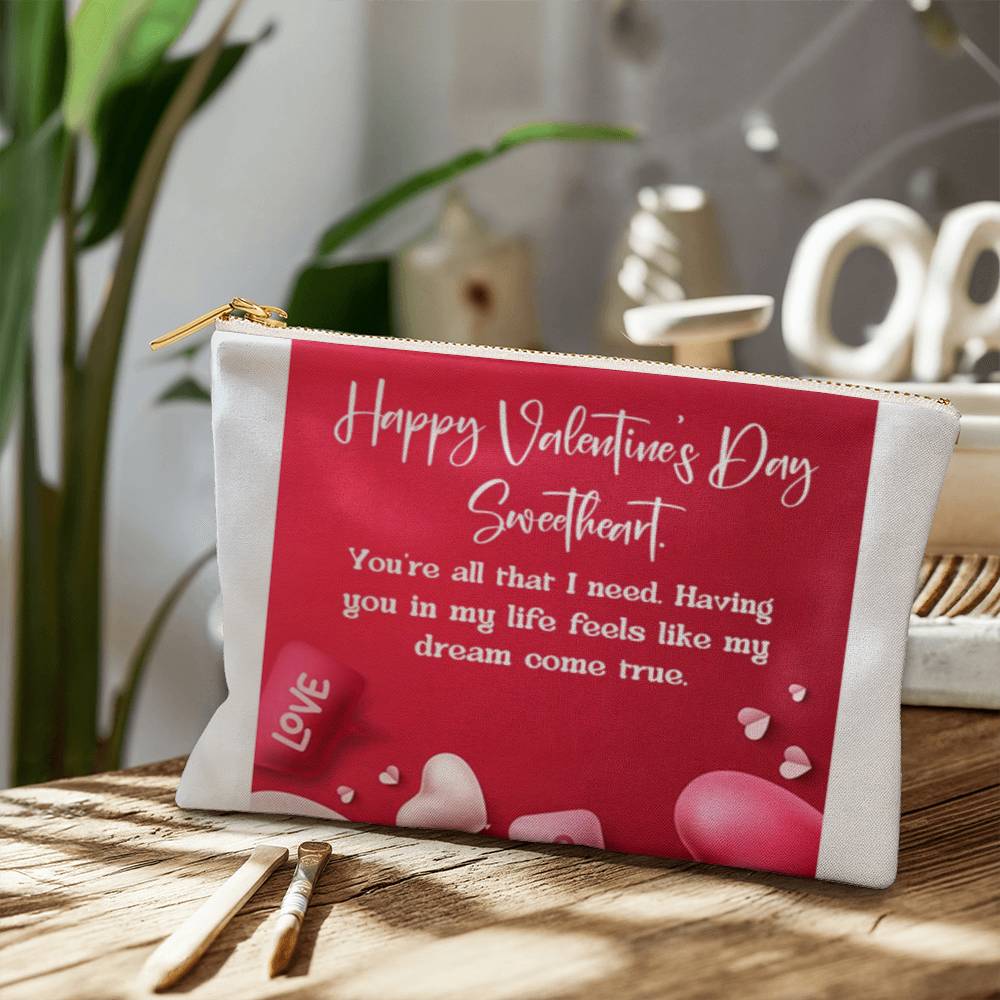 Medium size cosmetic valentine zipper bag