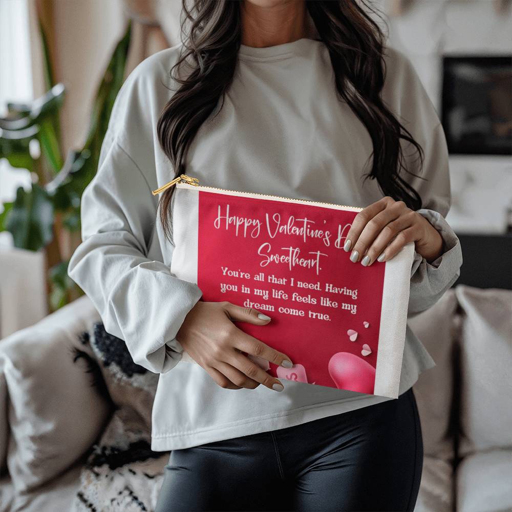 Medium size cosmetic valentine zipper bag