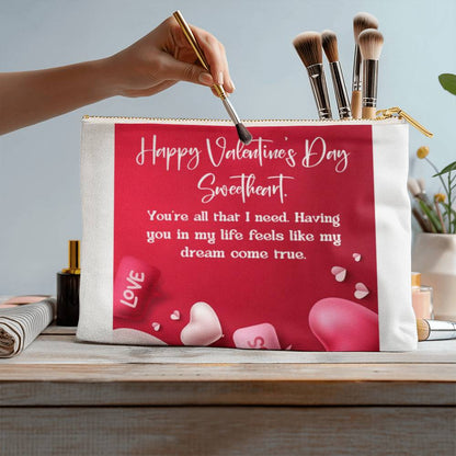 Medium size cosmetic valentine zipper bag