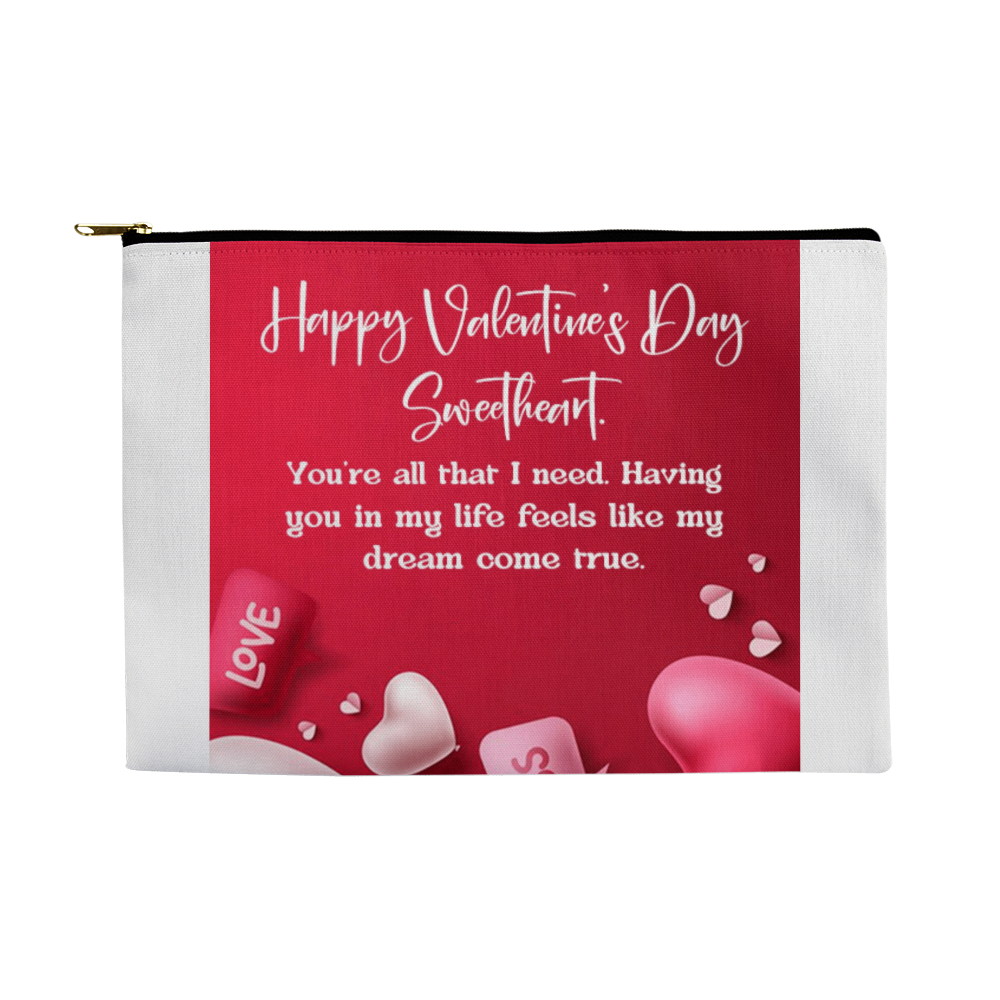 Medium size cosmetic valentine zipper bag