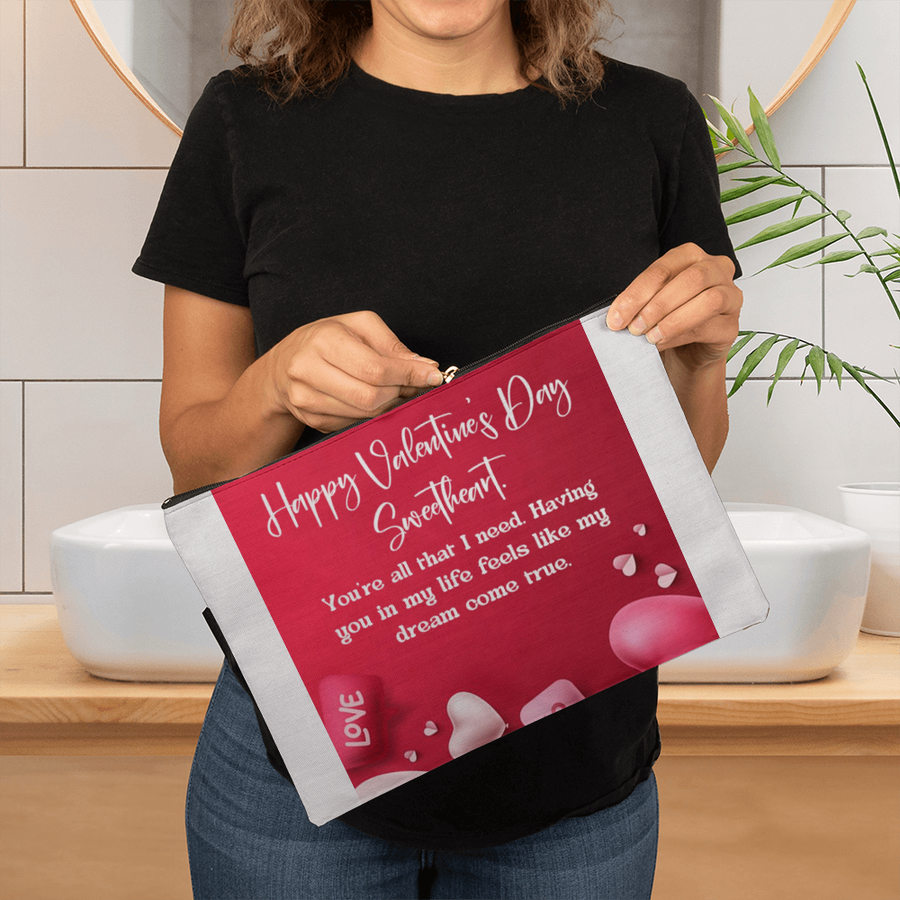 Medium size cosmetic valentine zipper bag